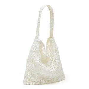 Bolso Tote de Lujo Blanco de Encaje Calado para Mujer, con Asa Única, Elegante, de Gran Capacidad, a la Moda, Tipo Hombro - Product Image 1