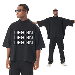 Logotipo personalizado de alta calidad 300 GSM caja de peso pesado ajuste 100% algodón hombro caído de gran tamaño recortado Boxy camisetas para hombres - Product Image 1