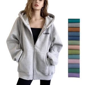 TKAN297 Sudaderas con capucha de lana de algodón de alta calidad para mujer Cremallera completa Impreso a prueba de viento Ecológico Transpirable Ropa deportiva con estilo Gimnasio - Product Image 1