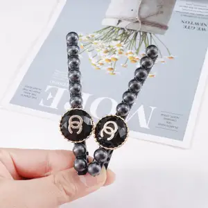 Y & Y 2021 New High-ende Big Brand Small Fragrance Letter C Pearls Hairpin Hair Clips For Women