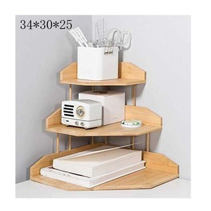 Bamboo Storage Rack 34x30x25 Cm 3 Tier Corner <b>Shelf</b> For Kitchen Bathroom <b>Wall</b> <b>Mounted</b> Foldable Multi Purpose <b>Shelves</b> - Product Image 3
