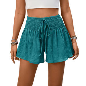 Vestido Corto de Verano 2026, Estilo Europeo y Americano, Informal, de Poliéster Tejido, Color Liso, Cintura Media con Cordón Ajustable para Mujer - Product Image 5