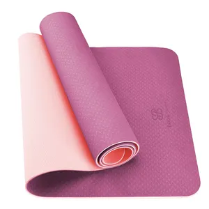Tapete de yoga antiderrapante, tapete ecológico de alta qualidade com duas cores, tpe, yoga