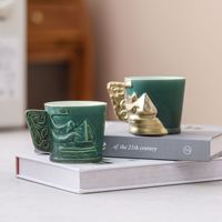 Mug à café à l'art latte de 200 ml, thème créatif Sanxingdui, culture de Chengdu, fait à la main, avec logo personnalisé, boîte cadeau