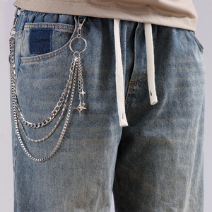 Cadena de cintura unisex estilo punk de aleación de zinc con diseño de estrella de varias capas y doble anillo para uso diario. - Product Image 2
