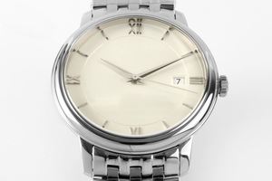 Cream Dial Quartz Watch with Roman Numerals and Stainless Steel Bracelet for Men OMEGAES - Product Image 5