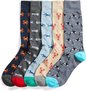Lot de 5 <span class=keywords><strong>chaussettes</strong></span> habillées à motifs amusants pour hommes, ensemble de coffret cadeau de <span class=keywords><strong>chaussettes</strong></span> en coton fantaisie colorées avec logo personnalisé, vente en gros - Product Image 6