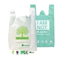 Compostable Cornstarch PLA PBAT Biodegradable T Shirt Plastic Bags Carry Hdpe Ldpe Custom Eco Friendly Shopping Bioplastic Bags