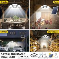 Lampu Gantung Tenaga Surya 5 Kelopak dengan Panel Daun yang Dapat Disesuaikan, Sensor PIR 0/45/90, Kontrol Jarak Jauh, Kabel 5M