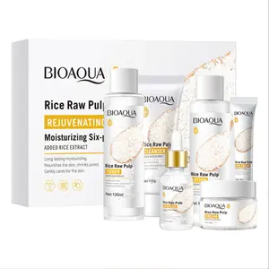 Rice puree skin rejuvenating and moisturizing six piece set of hydrating and moisturizing skin care products set foreign trade