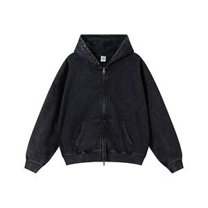Fabricante de sudaderas con logotipo personalizado, ropa para hombre, sudadera con cremallera de peso pesado, 480 g, algodón puro, felpa francesa, a prueba de viento, de alta calidad - Product Image 4