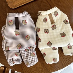 <span class=keywords><strong>Manteau</strong></span> d'hiver chaud en coton rembourré à quatre pattes pour petits chiens, avec imprimé ours mignon et carreaux vichy, pour Bichon Frisé, Caniche, Pomeranian - Product Image 2