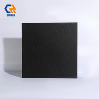 Carreaux de porcelaine mat effet marbre noir super noir Sinray 600x600mm 9,5mm d'épaisseur - Antibactériens, imperméables, design moderne pour salle de bain