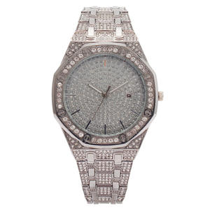 Usine Vente Chaude Boîtier En Or Bling Strass Et Alliage Hip Hop <span class=keywords><strong>Calendrier</strong></span> Octogonal Montre À Quartz Pour Hommes - Product Image 2