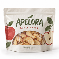 Sachets d'emballage pour fruits secs avec fenêtre transparente et fermeture éclair pour 80g de chips de pomme, sacs personnalisés avec étiquette privée