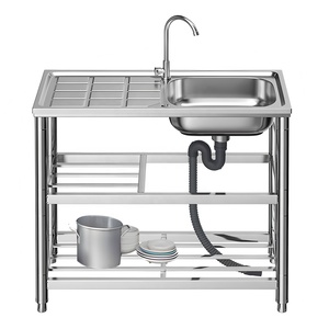 Lavello Portatile Multifunzionale in <span class=keywords><strong>Acciaio</strong></span> Inox per Cucina e <span class=keywords><strong>Bagno</strong></span>, con Piano d'Appoggio - Product Image 1