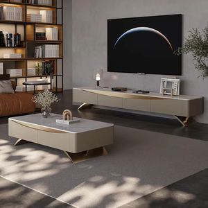 יוקרה מודרני סלע לוח עץ מלא קפה שולחן טלוויזיה לעמוד שילוב עבור סלון קטן דירה ריהוט גבוה - Product Image 5