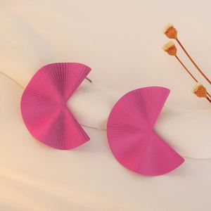 Venta Directa de Fábrica, Pendientes de Moda con Forma de Abanico Geométrico Coloridos, Unisex, de Aleación Metálica, Modernos - Product Image 4