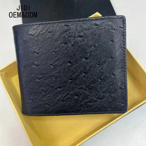 2025 nouveau portefeuille court pour hommes en cuir véritable à la mode, portefeuille Simple, portefeuille décontracté en cuir d'autruche luxueux - Product Image 1