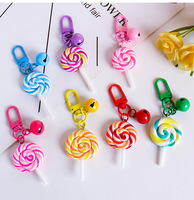 Bonbons alimentaires porte-clés belle arc-en-ciel sucette porte-clés polymère argile ornements sac pendentif résine porte-clés acrylique sucette porte-clés