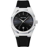 Montre à quartz pour homme avec bracelet en silicone, boîtier en alliage, écologique, calendrier, résistante à l'eau 30M