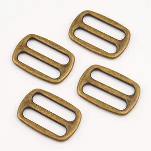 Bag Hardware Accessories Glossy Antique Copper Adjustable Buckle Slider Tri-Glide 16mm Handbag Straps Metal Buckles