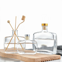 Vente en gros Bouteille diffuseur en verre 3oz 7oz 13oz 16oz Bouteille diffuseur en verre de forme plate