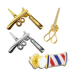 Épingles de revers personnalisées en métal émaillé or et argent de haute qualité pour barbiers, vente en gros - Product Image 4