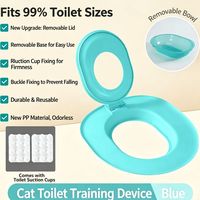 Kit de Entrenamiento para Inodoro de Gatos, Portátil, Reutilizable, Lavable e Impermeable, Herramienta Automática para el Aprendizaje de la Higiene