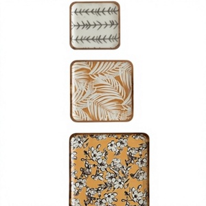 Modern Wooden <b>Storage</b> <b>Trays</b> Foldable Rectangle Geometric Pattern Polished Finish for Desk Bathroom & Kitchen - Product Image 2