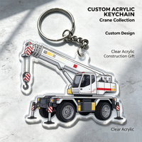 Porte-clés en acrylique dessin animé camion de pompiers, logo personnalisé, numéro de maillot de mascotte, article de fan, vente en gros, étanche