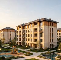 Comunidad de Apartamentos con Estructura de Acero 4F-15F, Viviendas Prefabricadas Equipadas con Jardín Público, Estacionamiento y Servicios Auxiliares