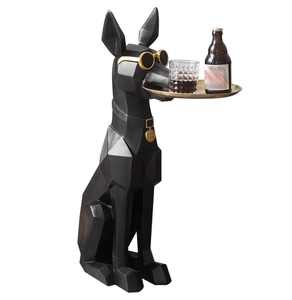 Dobermans geométricos <span class=keywords><strong>de</strong></span> resina con estatua <span class=keywords><strong>de</strong></span> bandeja <span class=keywords><strong>de</strong></span> servicio para decoración del hogar - Product Image 1