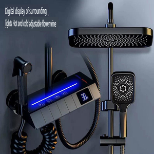 Ensemble de <span class=keywords><strong>douche</strong></span> thermostatique en zinc avec affichage numérique et commande à touches piano, doté d'une douchette à main et d'une pomme de <span class=keywords><strong>douche</strong></span> supérieure, pour salle de bain - Product Image 1
