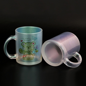 La migliore vendita su Amazn 11 OZ Blank <span class=keywords><strong>Rainbow</strong></span> Iridescent Sublimation bicchieri da vino con manico