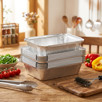 Barquette rectangulaire jetable en aluminium inoxydable épais, résistante au four, pour grillades et cuisson, conteneur de stockage alimentaire