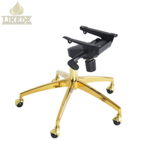 Base de chaise de bureau et de gaming de luxe cinq étoiles, réglable en hauteur, pivotante, avec mécanisme d'inclinaison, en aluminium plaqué or et roulettes