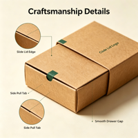 Boîte coulissante en papier kraft sur mesure, acceptant les commandes d'échantillons, boîte coulissante recyclable pour petits emballages cadeaux