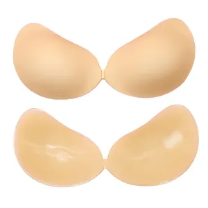 New Style Thin Reusable Adhesive Bra Solid Skin Tone Seamless Nipple Cover Push Up Invisible Silicone Bra for Women Underwear