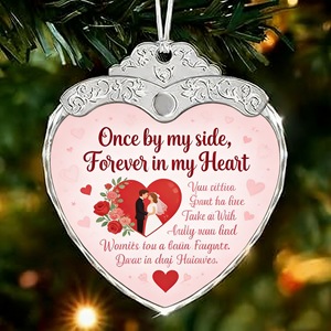 Ornements <span class=keywords><strong>de</strong></span> Noël en verre cristal en gros HBL, forme <span class=keywords><strong>de</strong></span> cœur avec logo gravé et images imprimées pour souvenirs et cadeaux <span class=keywords><strong>de</strong></span> Noël - Product Image 4