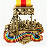 Médaille de marathon en laiton antique gravée sur mesure avec logo de carte, commande en gros, médaille de ville personnalisée pour les sportifs, médaille de finisseur 2D/3D