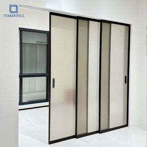 Portes coulissantes à cadre en aluminium OPK avec verre trempé de 8 mm, sans rail inférieur - Product Image 6