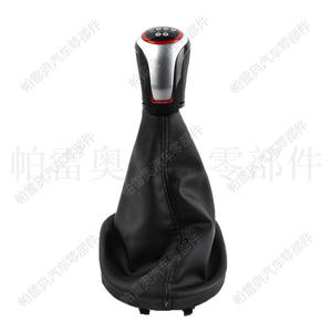 หัวเกียร์รถยนต์ Pareo หนังแท้ 5 สปีด สีดำ วงแหวนสีแดง ออกแบบตามหลักสรีรศาสตร์ สำหรับรถยนต์ Volkswagen Golf 6 และ Caddy - Product Image 1