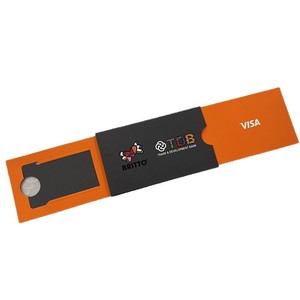 Britto Visa Card Holder <b>Slide</b> Out Box <b>Orange</b> Black UV Coated Reusable Rectangle Paperboard Packaging - Product Image 5