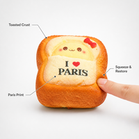 Jouet Squishy Pain de mie Paris à remontée lente, motif visage Kawaii et cœur, anti-stress, cadeau de bureau