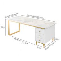 Table de bureau légère de luxe en marbre blanc, vente en gros, meuble simple et moderne, patron, simple