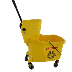 Plastic Cleaning Squeeze Mop Bucket With Wringer For Flat Mop Bucket For Floor Cleaning