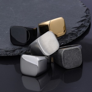 Stainless Steel Signet <b>Ring</b> <b>Mens</b> <b>Rings</b> Square Signet Minimalist Vintage Style Bold Band Gold Silver Black Finish Comfort Fit - Product Image 2