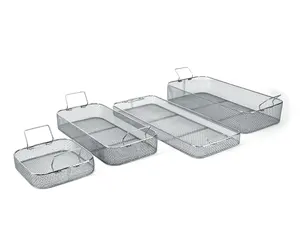 Plateau d'instruments sur mesure en acier inoxydable 304 316 316L et paniers en treillis métallique tissé plateau de stérilisation panier de désinfection