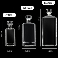 Vierkante, transparante, lege 500ml glazen wodkafles, groothandel 50cl likeur wijn whisky fles